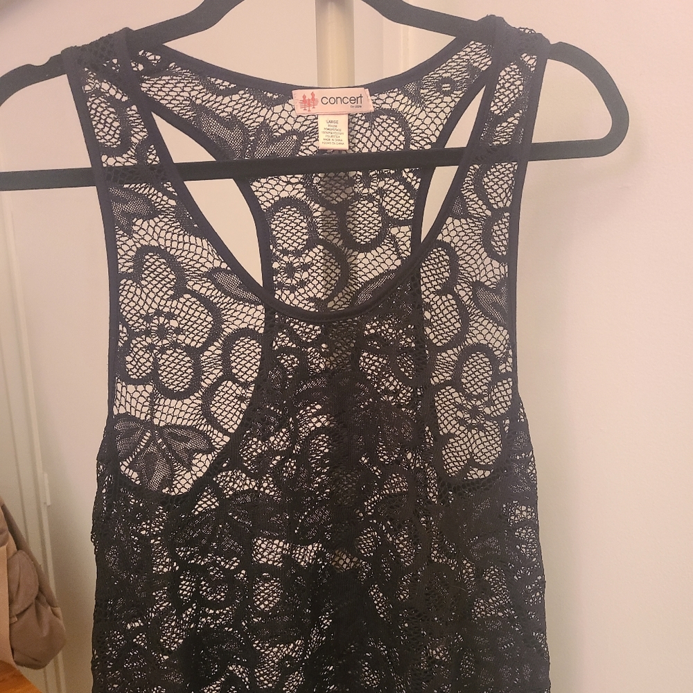 Black lace racerback